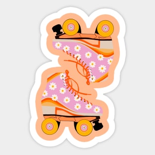 Retro Bloom: Roller Skates Revival Sticker